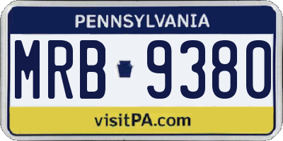 PA license plate MRB9380