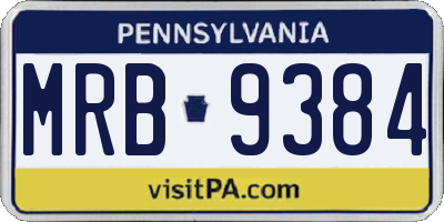PA license plate MRB9384