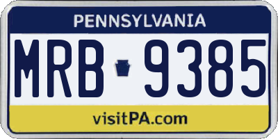 PA license plate MRB9385