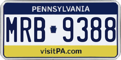 PA license plate MRB9388