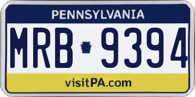 PA license plate MRB9394