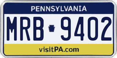 PA license plate MRB9402