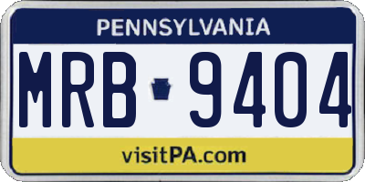 PA license plate MRB9404