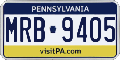 PA license plate MRB9405