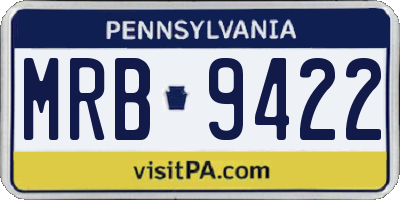 PA license plate MRB9422