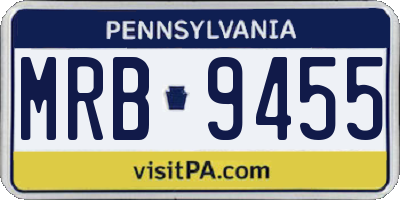 PA license plate MRB9455