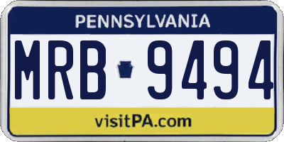 PA license plate MRB9494