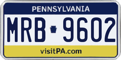 PA license plate MRB9602