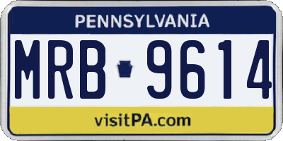 PA license plate MRB9614