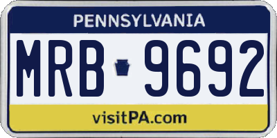 PA license plate MRB9692