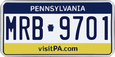PA license plate MRB9701