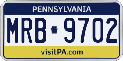 PA license plate MRB9702