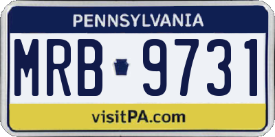 PA license plate MRB9731