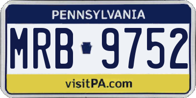PA license plate MRB9752