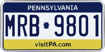 PA license plate MRB9801