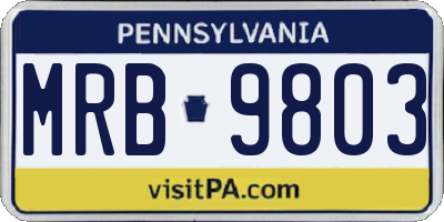 PA license plate MRB9803