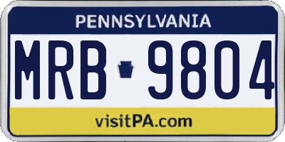 PA license plate MRB9804