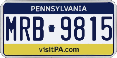 PA license plate MRB9815