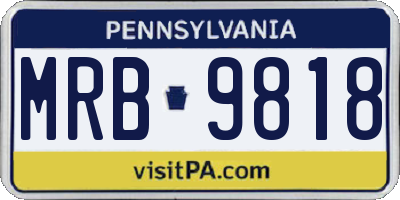 PA license plate MRB9818