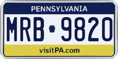 PA license plate MRB9820