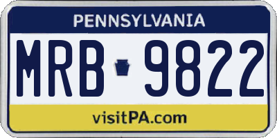 PA license plate MRB9822