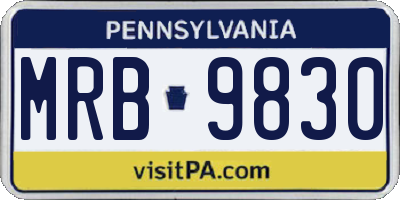 PA license plate MRB9830