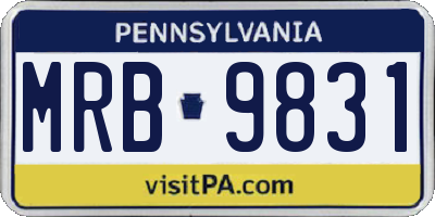 PA license plate MRB9831