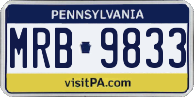 PA license plate MRB9833
