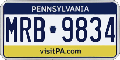 PA license plate MRB9834