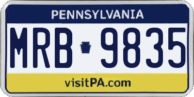 PA license plate MRB9835