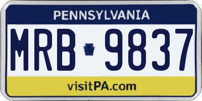 PA license plate MRB9837