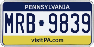 PA license plate MRB9839