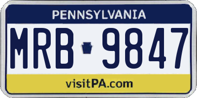 PA license plate MRB9847