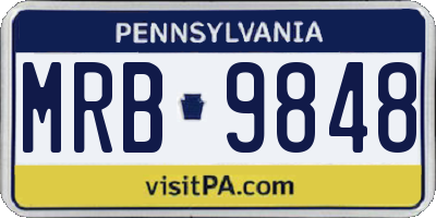 PA license plate MRB9848