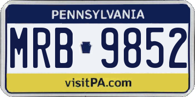 PA license plate MRB9852