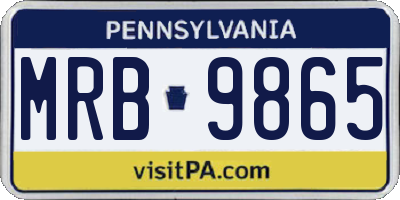 PA license plate MRB9865