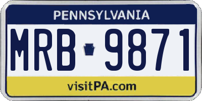 PA license plate MRB9871