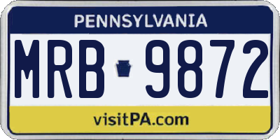 PA license plate MRB9872