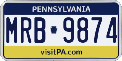 PA license plate MRB9874