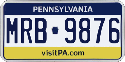 PA license plate MRB9876