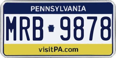 PA license plate MRB9878