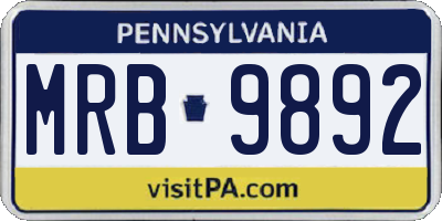 PA license plate MRB9892