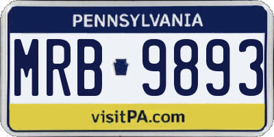 PA license plate MRB9893
