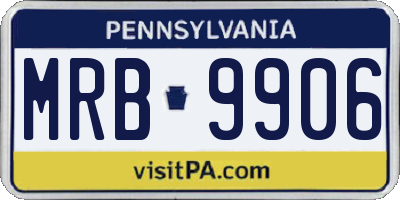 PA license plate MRB9906