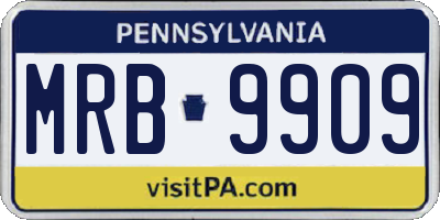 PA license plate MRB9909