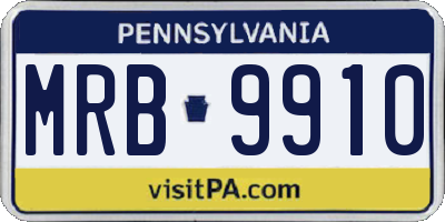 PA license plate MRB9910