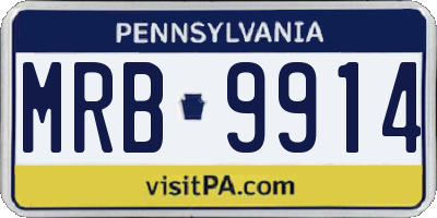 PA license plate MRB9914