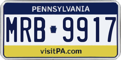 PA license plate MRB9917