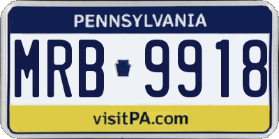 PA license plate MRB9918