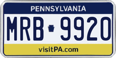 PA license plate MRB9920